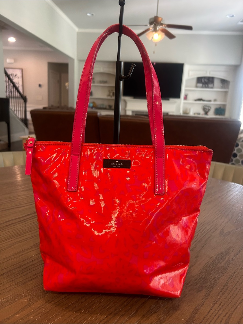 kate spade Red Patent Tote with Top Handles